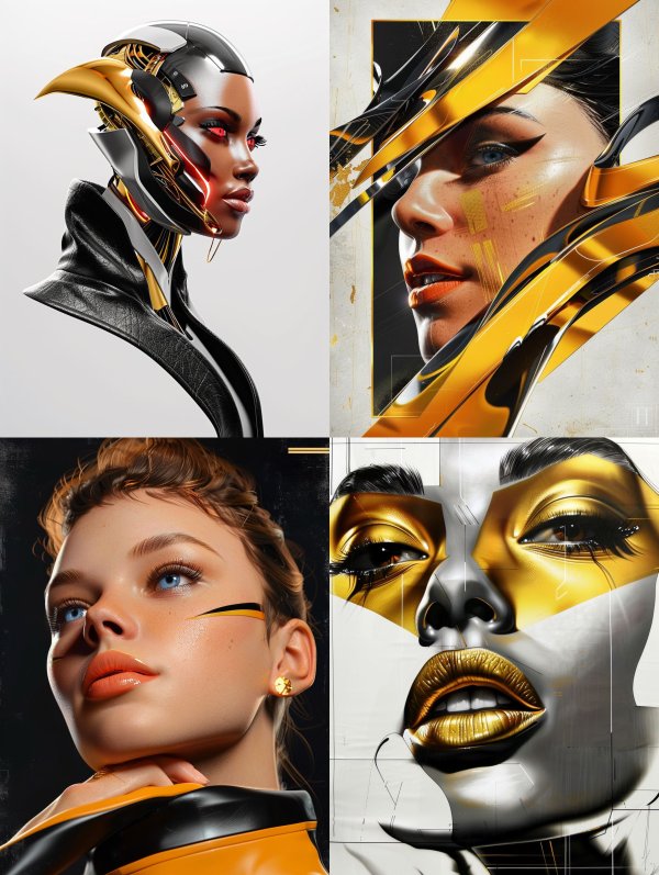 Futuristic Gold Cybernetic Portraits
