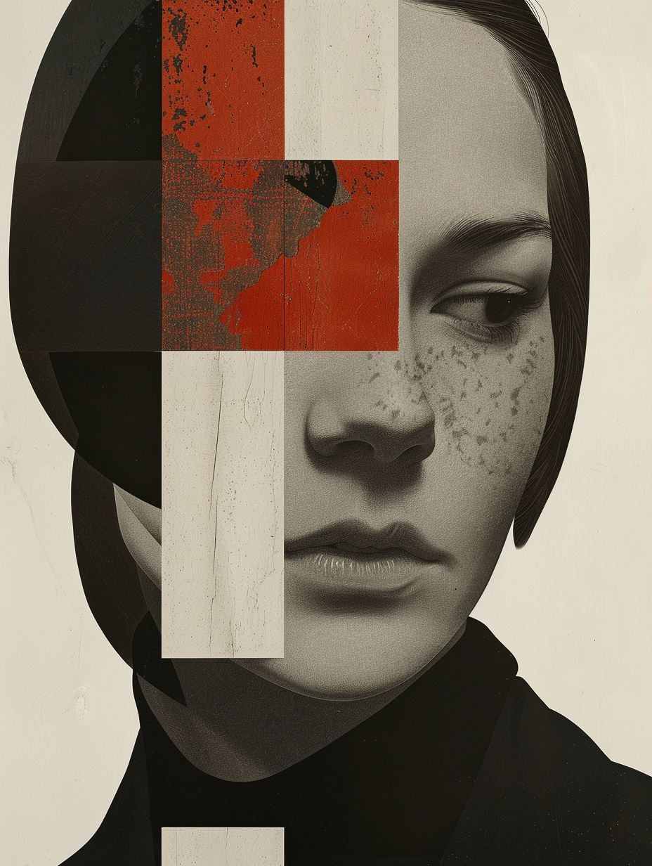 Fragmented Crimson Portrait Study - Image 3