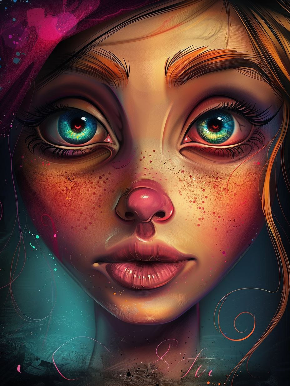 Ethereal Gaze of Crimson Freckles - Image 1