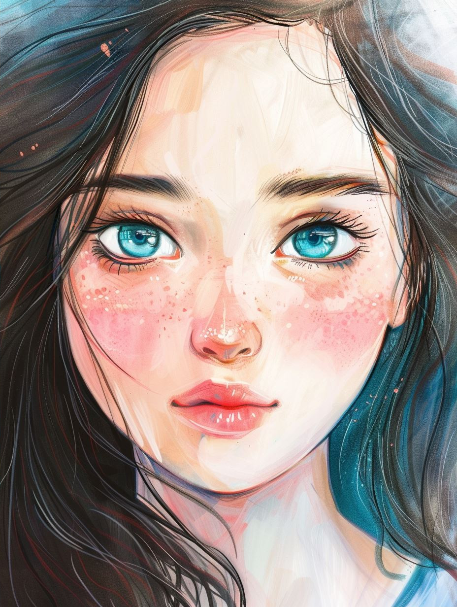 Ethereal Gazes in Digital Watercolor - Image 2