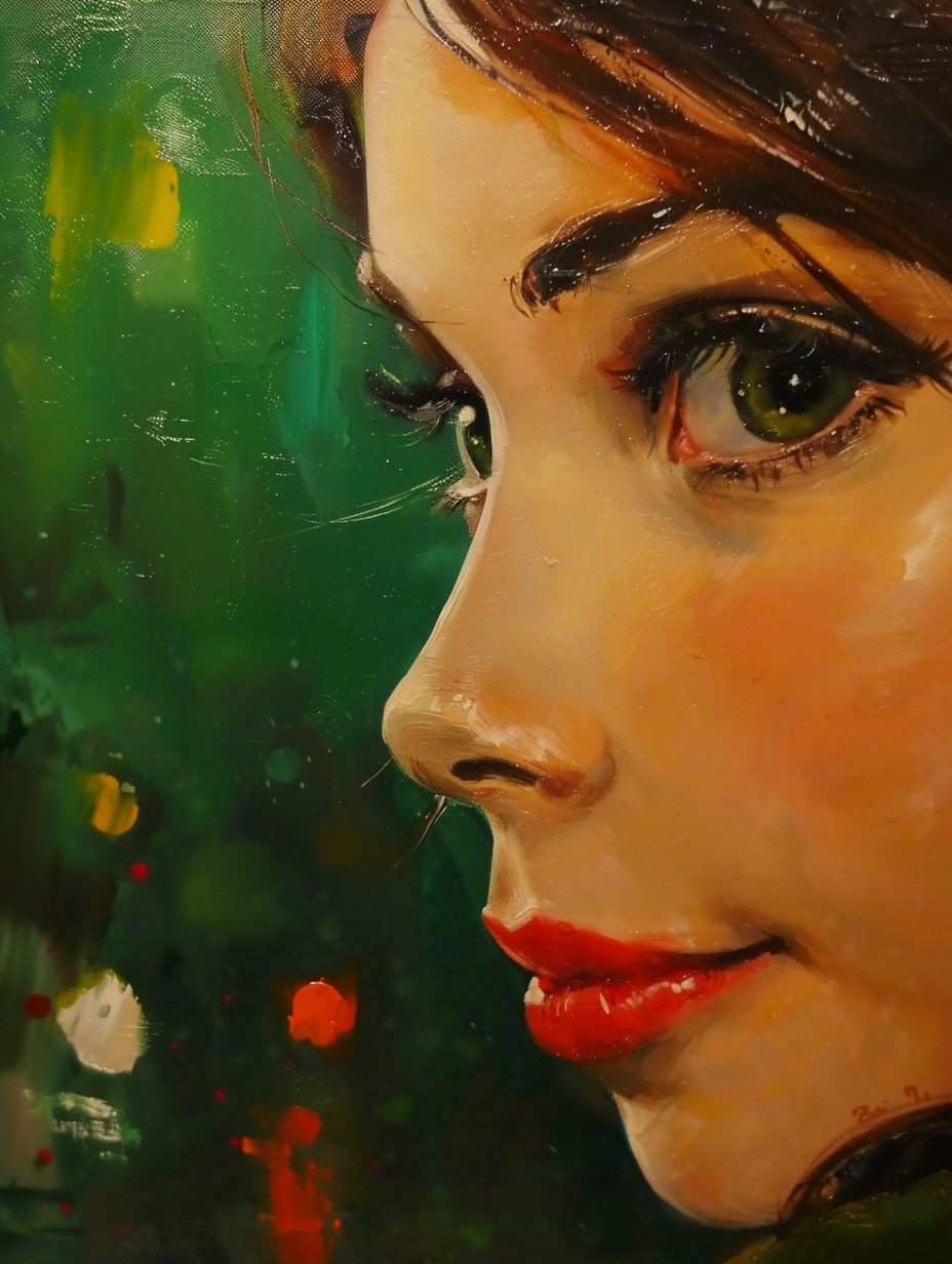 Ethereal Gaze in Emerald Hues - Image 3