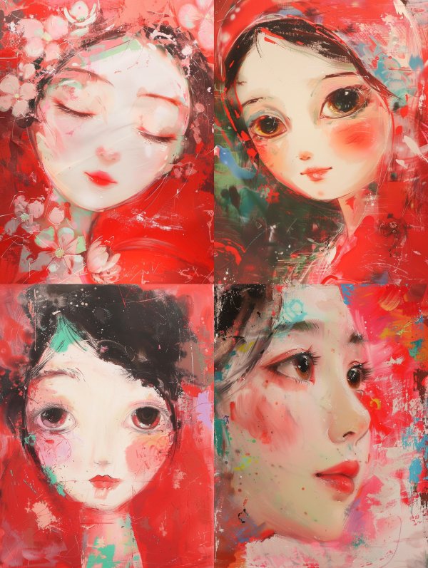 Crimson Visions: Four Faces of Emotion