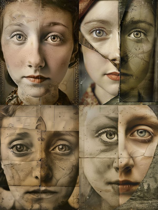 Vintage Paper Portrait Fusion