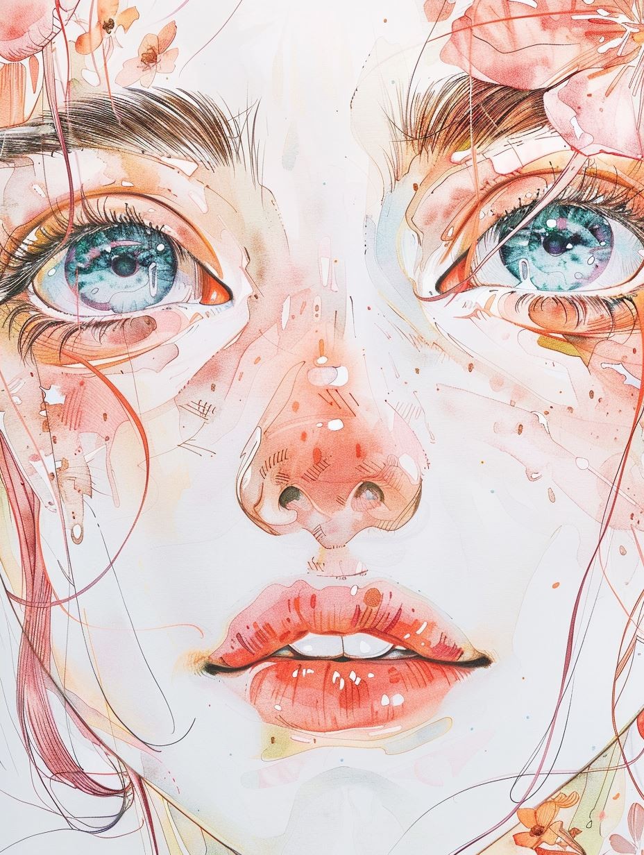 Ethereal Gazes in Watercolor - Image 4