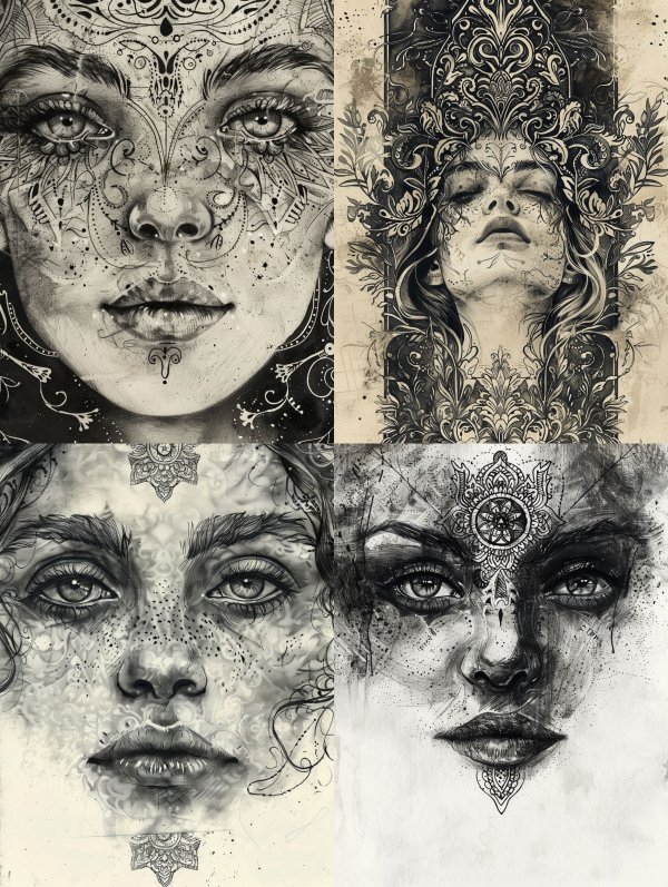 Ethereal Gothic Ink Portraits