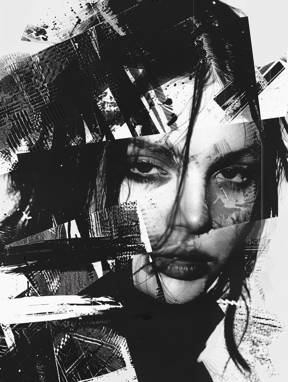 Fragmented Monochrome Soul Portrait - Image 1