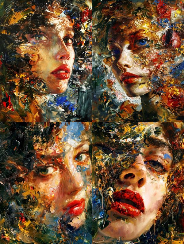 Abstract Palette Knife Portraits of a Woman