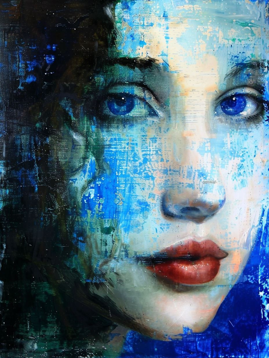 Azure Dreams of Ethereal Faces - Image 1