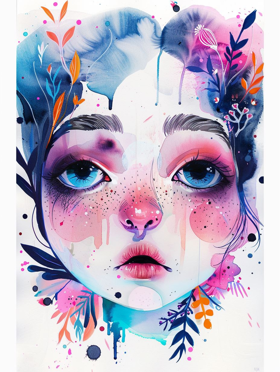 Vibrant Watercolor Portrait Explosion - Image 2