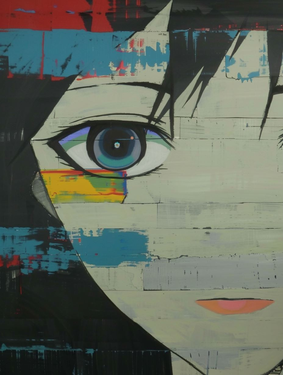 Fragmented Anime Portrait Study - Image 1
