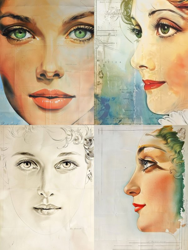 Vintage Glamour Portrait Art Collection