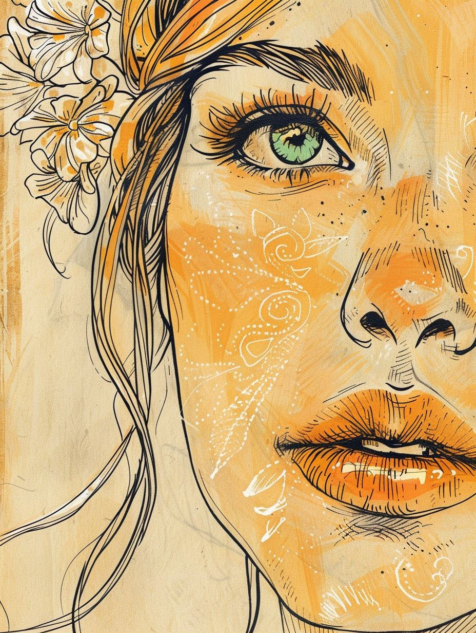 Golden Gaze Illustration - Image 1