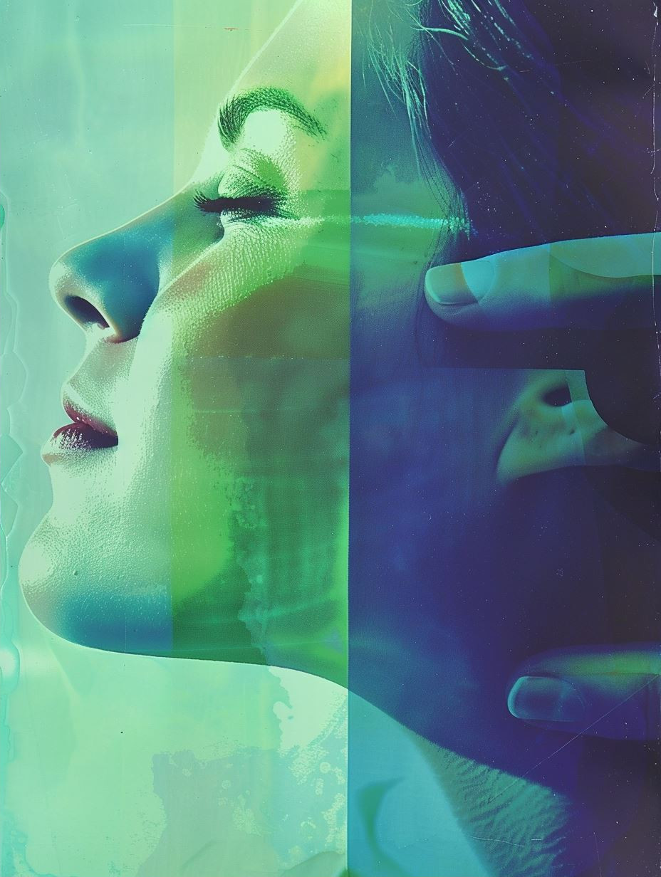 Ethereal Teal Glitch Portrait - Image 2