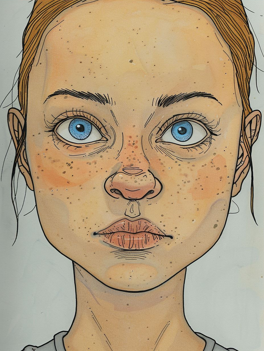 Melancholy Gazes in Ink and Color - Image 3