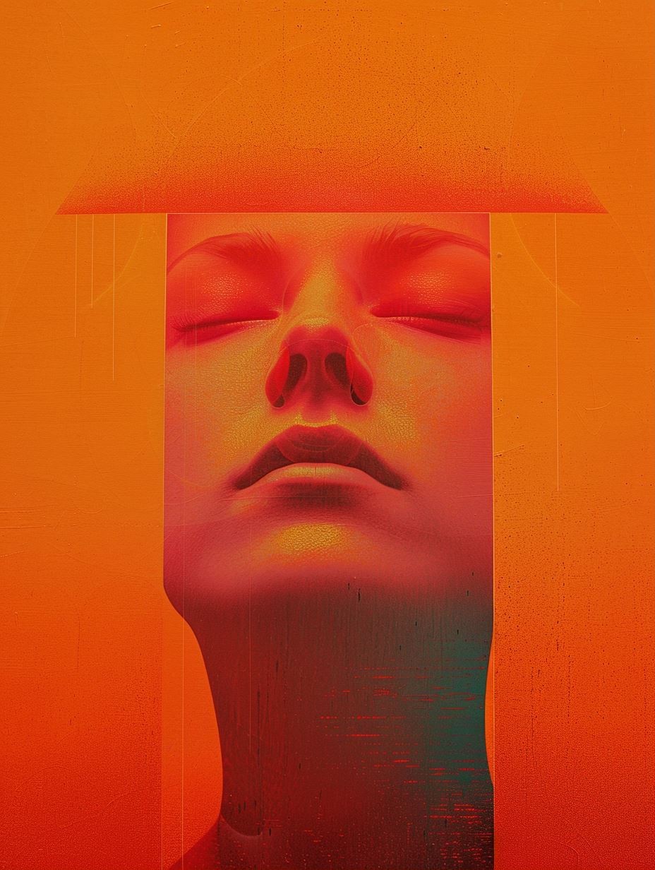 Crimson Dream Surrealist Portrait