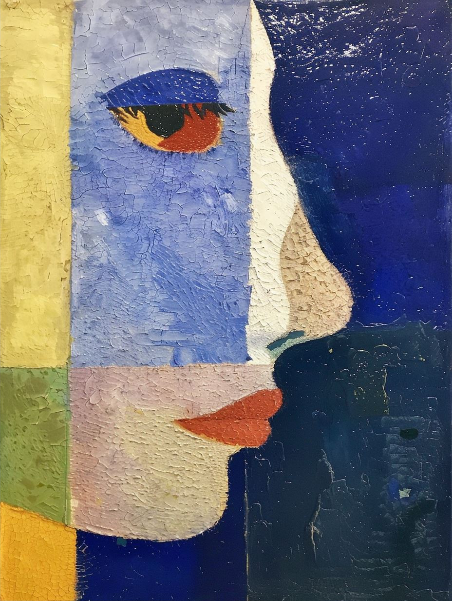 Fragmented Faces in Blue - Image 2