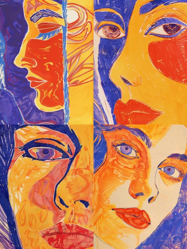Fragmented Visions of Golden Faces