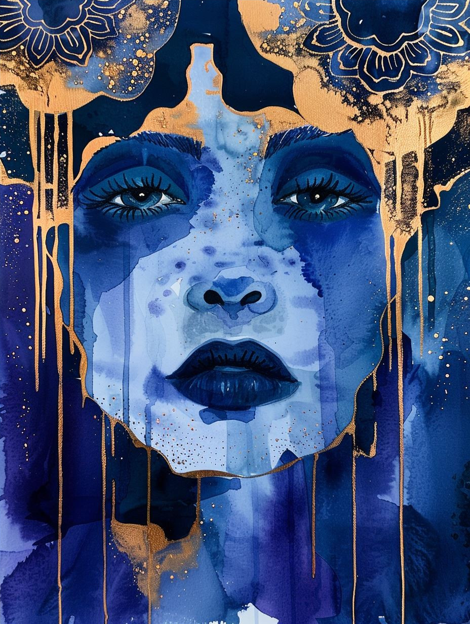 Celestial Indigo Fluid Portrait - Image 4