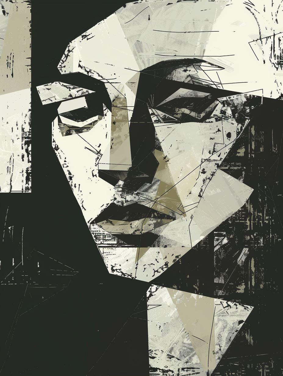 Fragmented Olive Geometric Portrait - Image 2