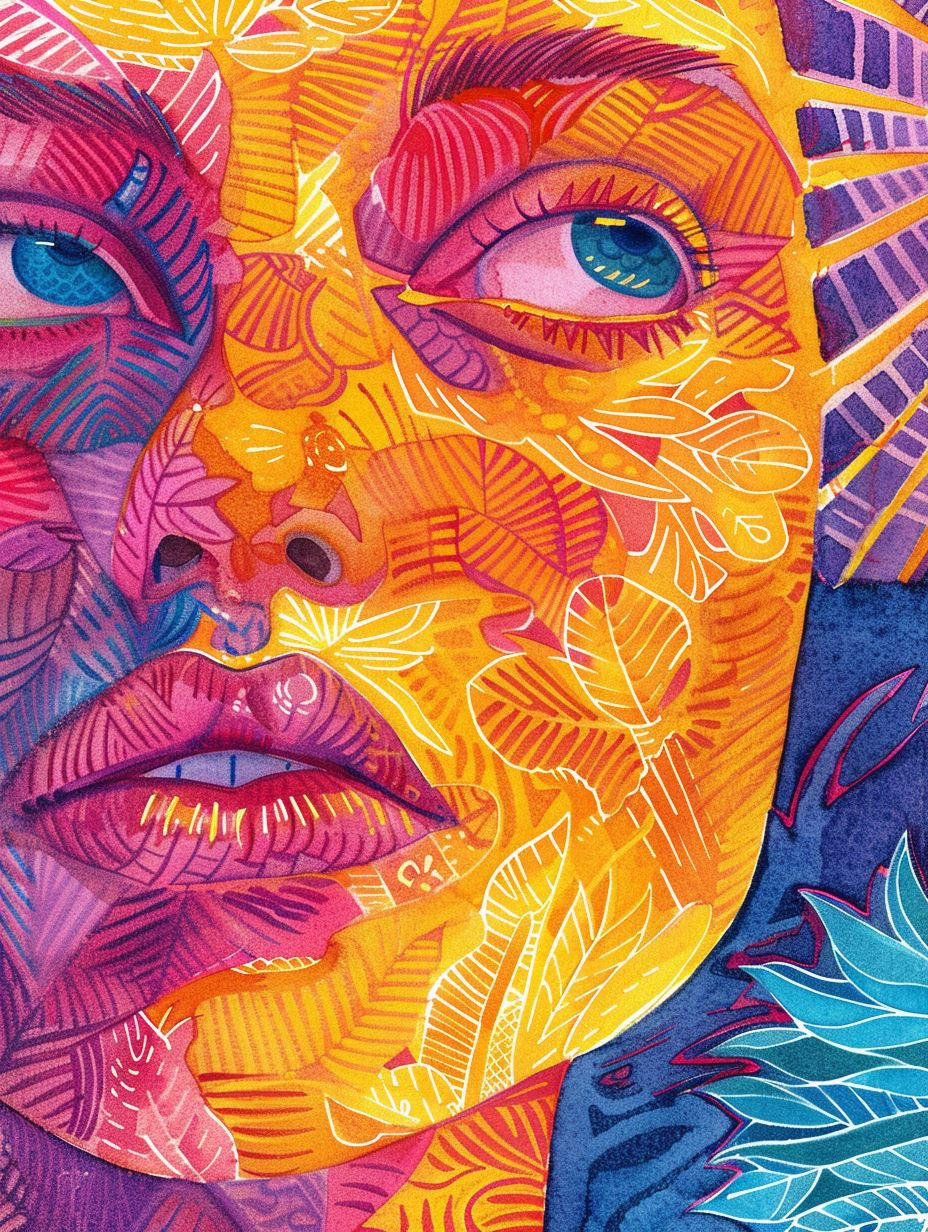 Vibrant Prismatic Portrait Studies - Image 1