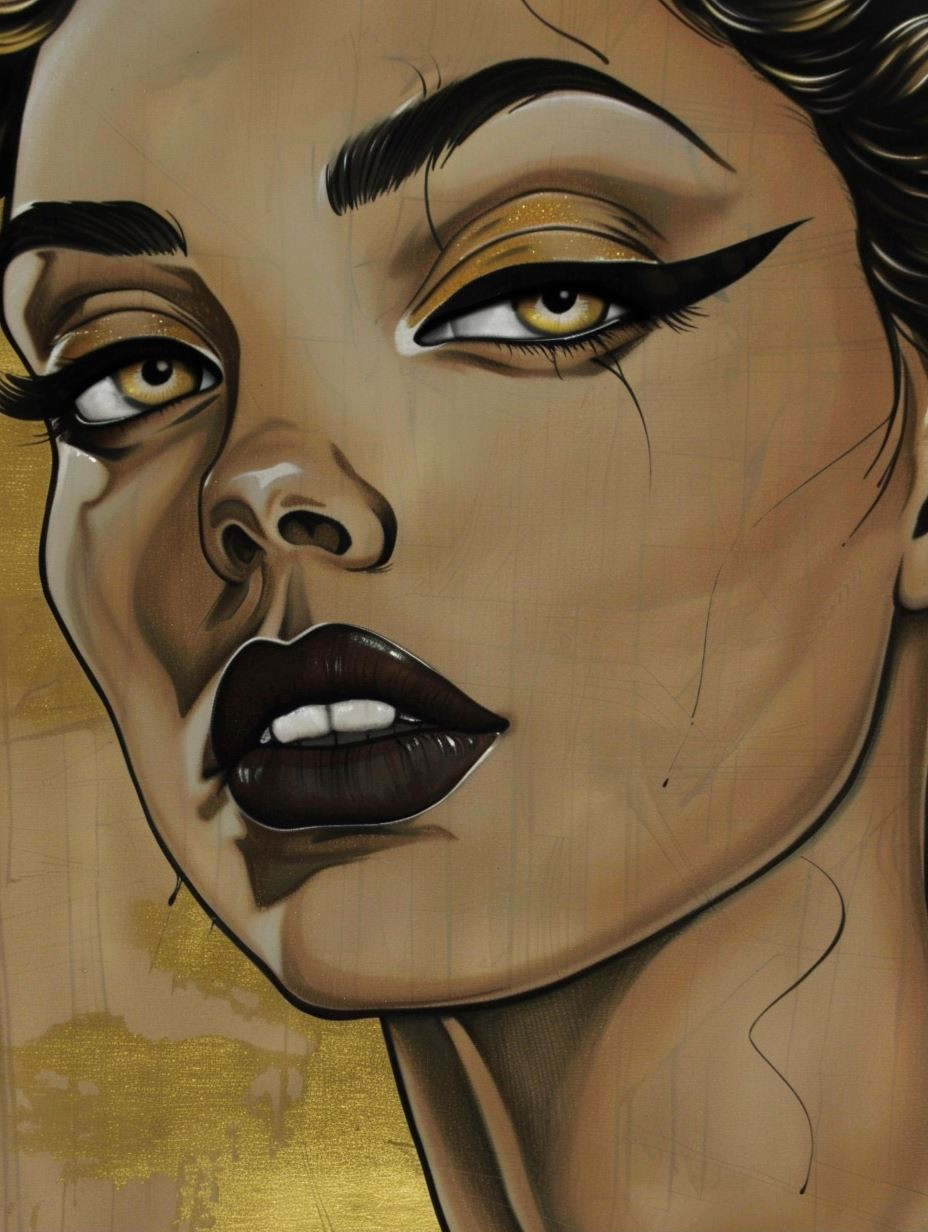 Golden Gaze Noir Portrait - Image 1