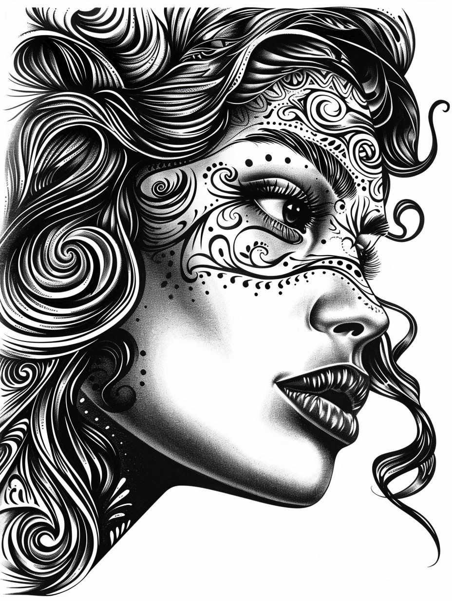 Intricate Monochrome Ethereal Portrait - Image 3