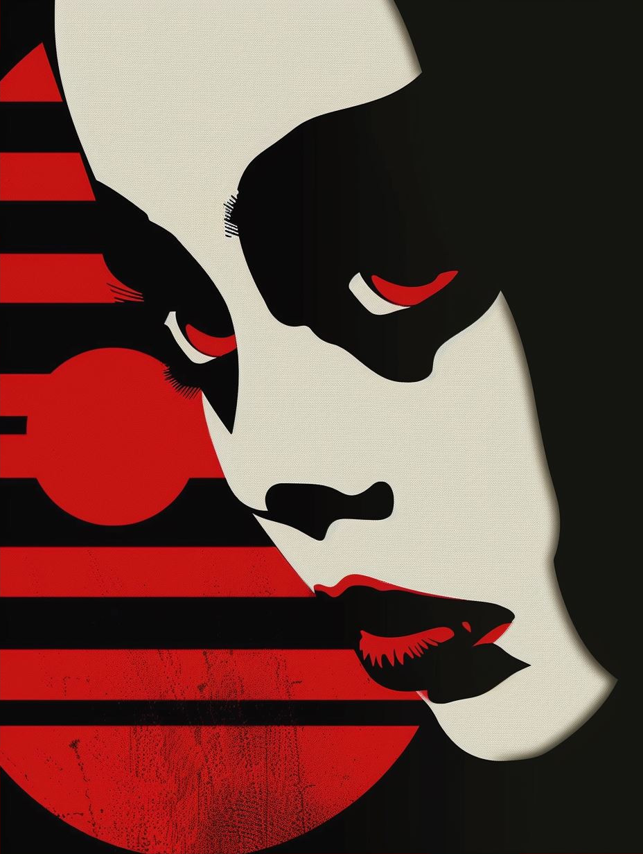 Crimson Shadows Modernist Portrait - Image 2