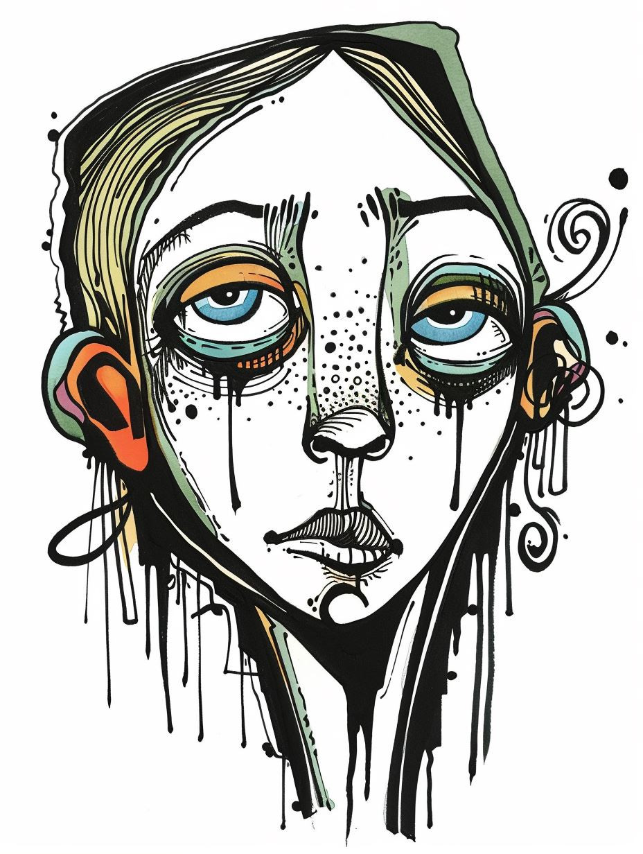 Whimsical Surrealist Ink Portraits - Image 1