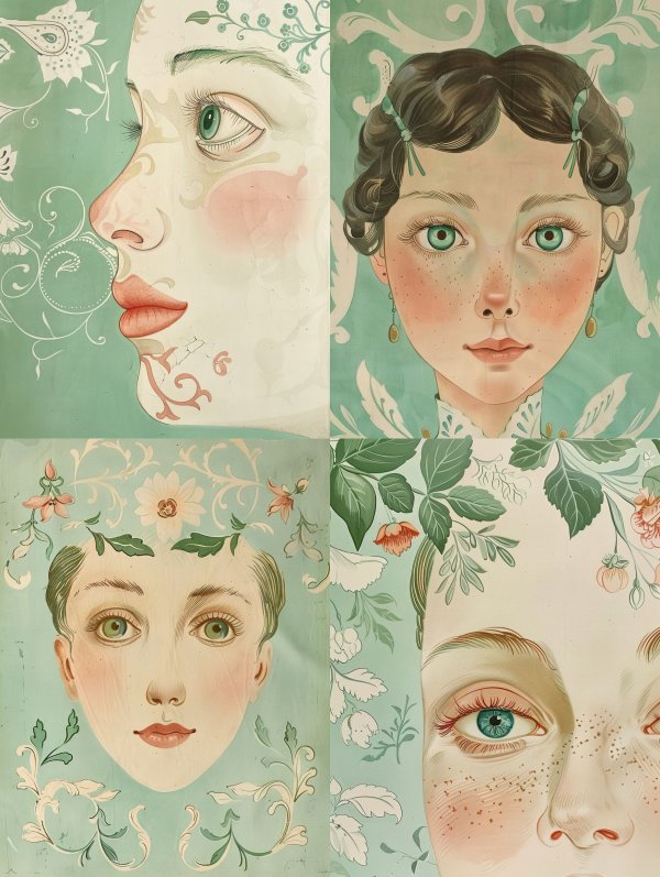 Vintage Pastel Floral Portraits