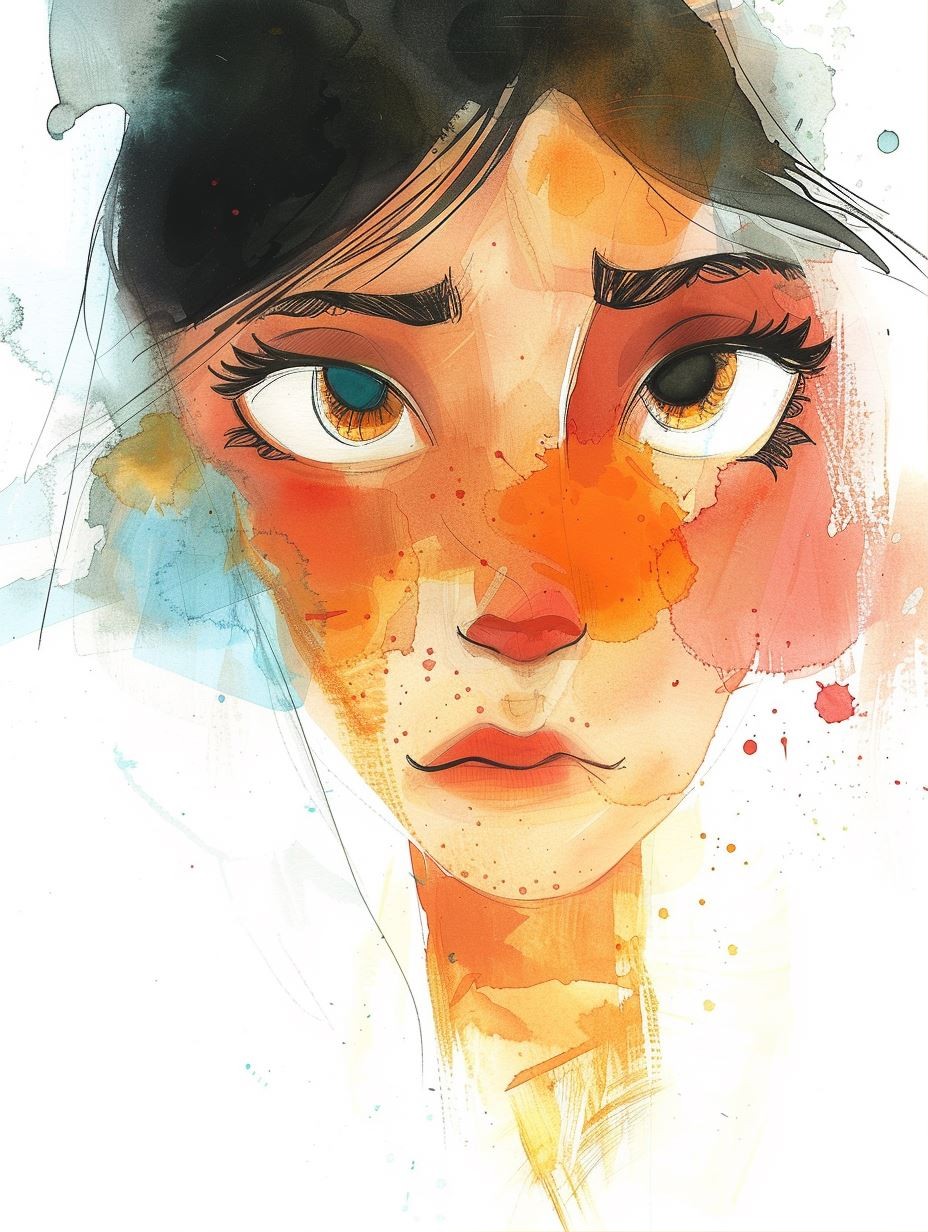 Ethereal Watercolor Portrait Study - Image 1