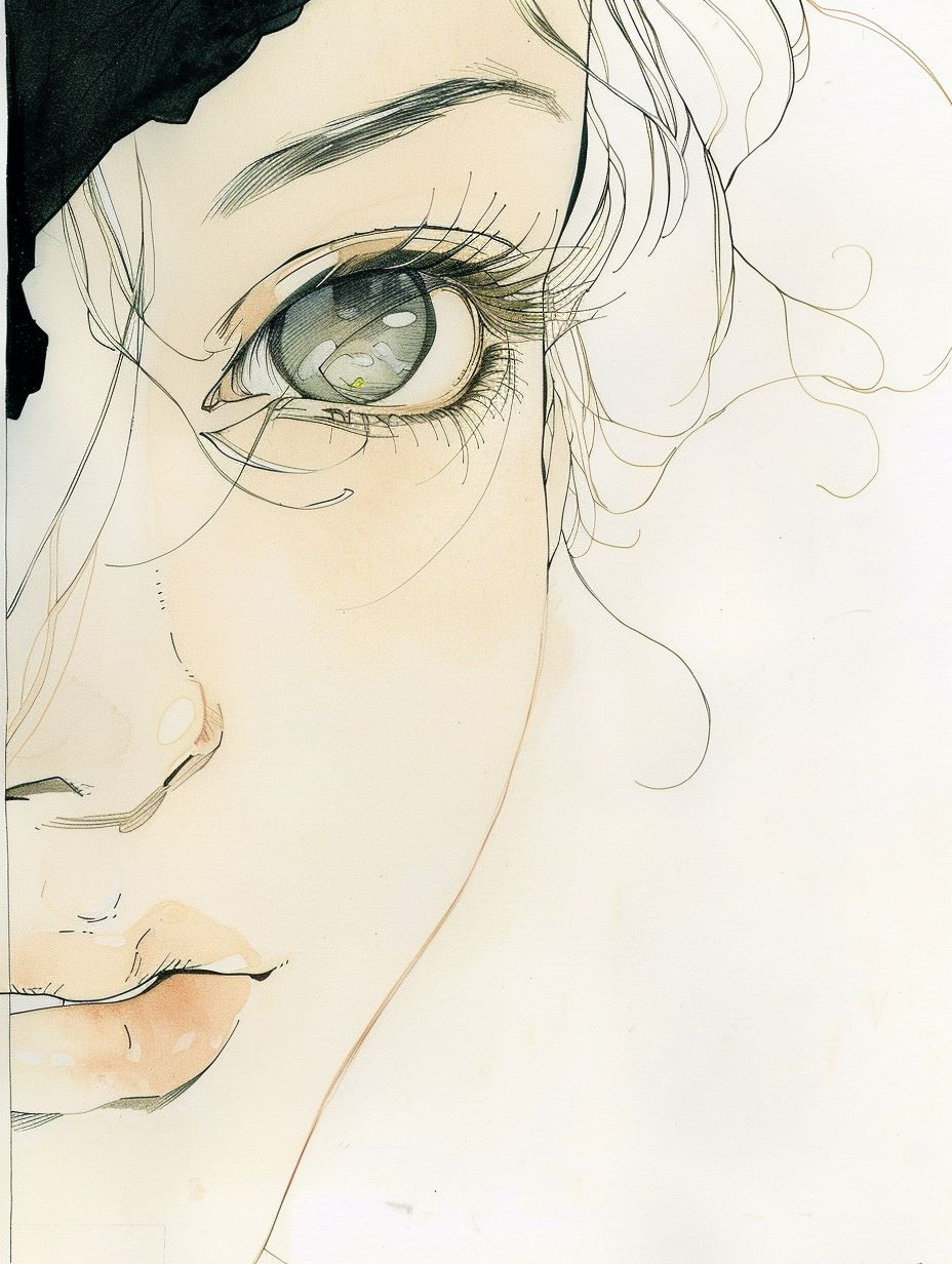 Ethereal Gaze: A Study in Ink - Image 4