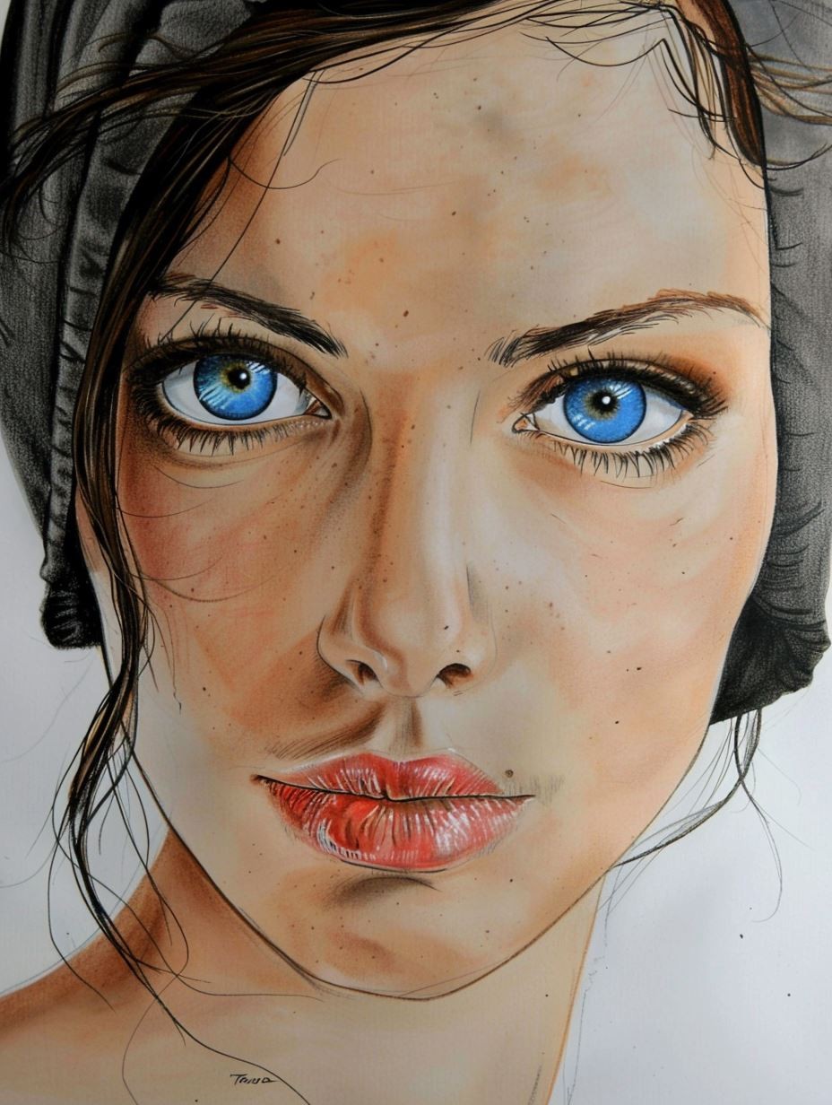 Ethereal Gaze in Charcoal Tones - Image 1