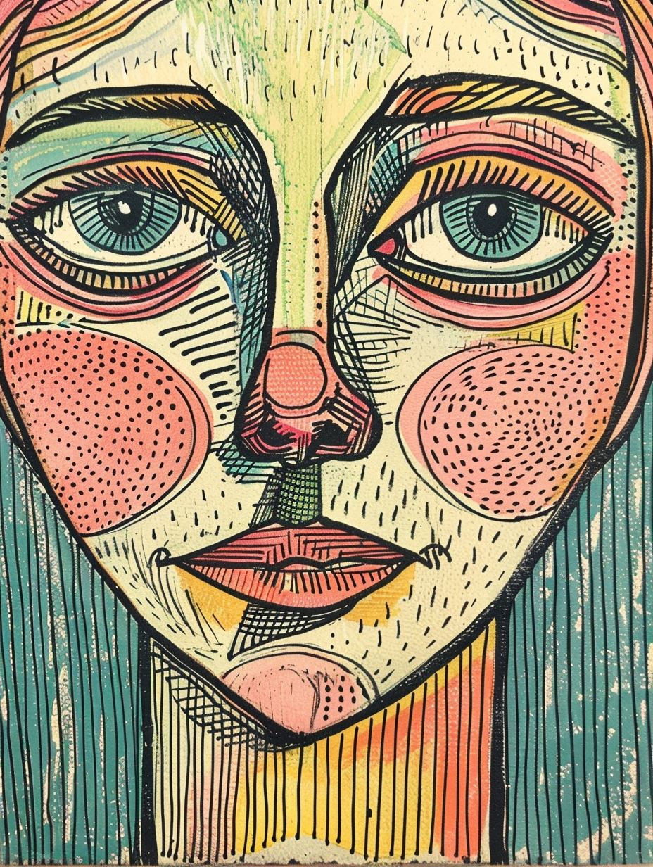Rustic Ink Portrait of Serenity - Image 2