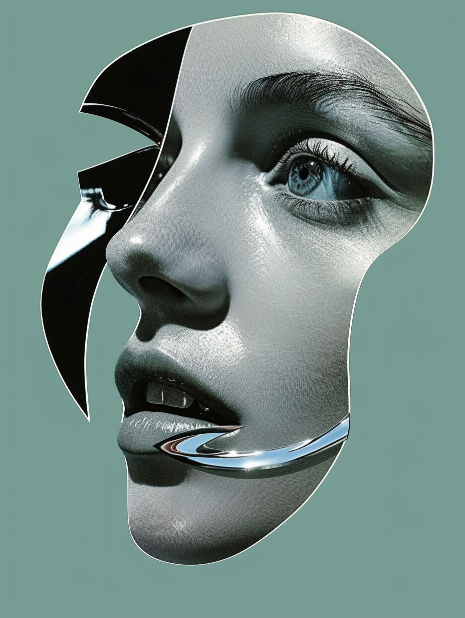 Cyan Blueprint Portrait Study - Image 2
