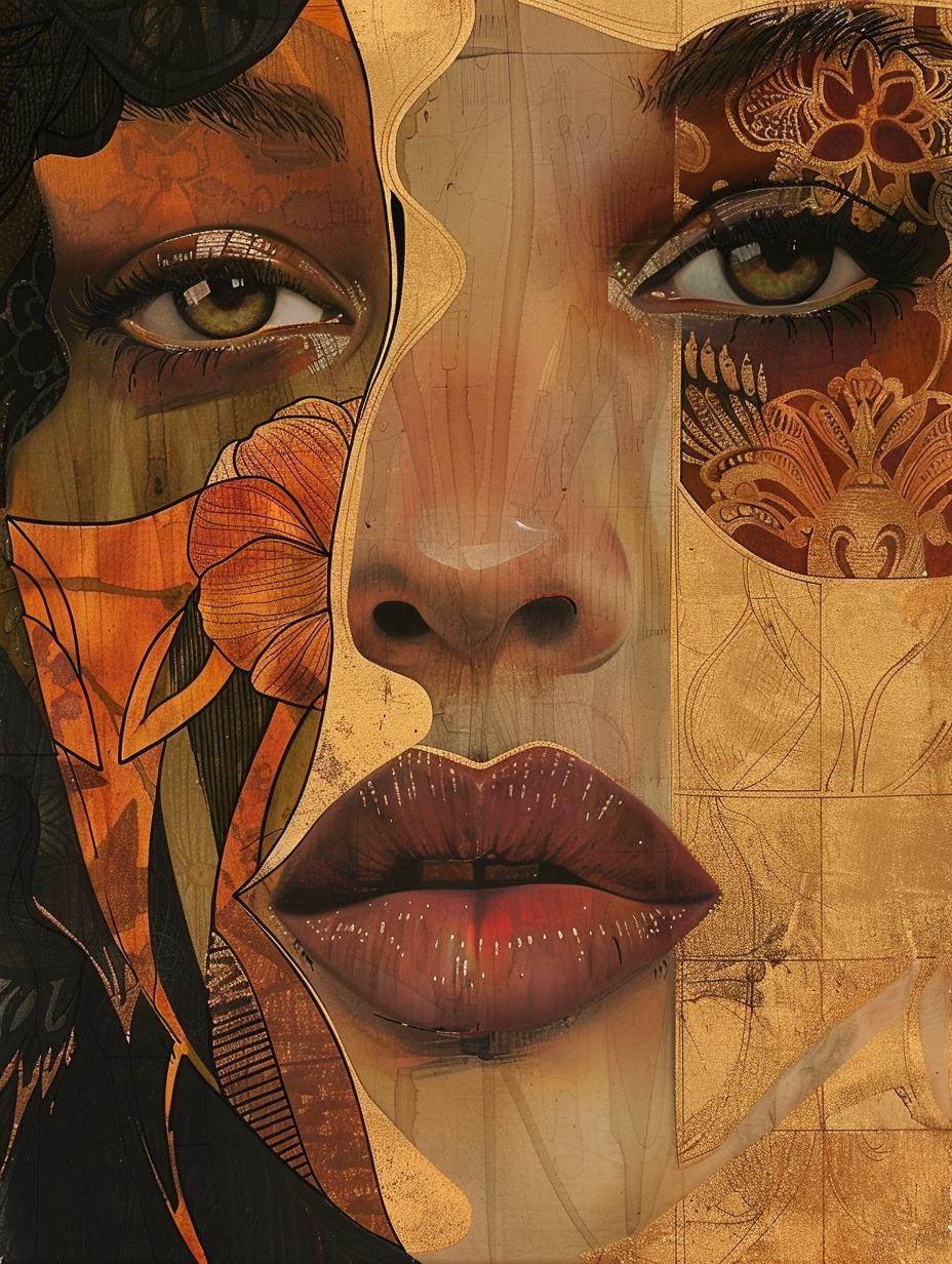 Golden Fragmented Portrait Study - Image 4
