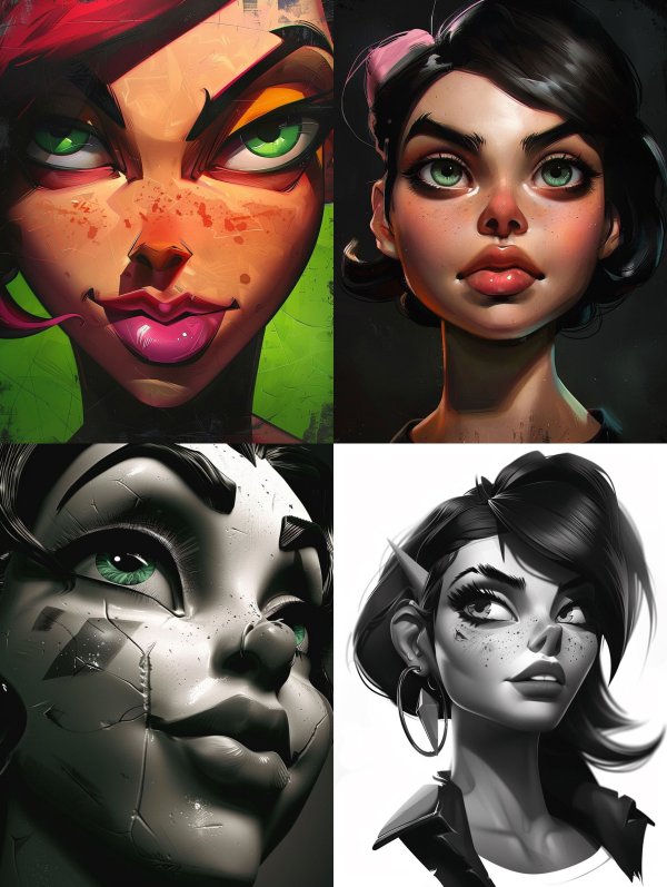 Digital Portraits of Stylized Female Characters