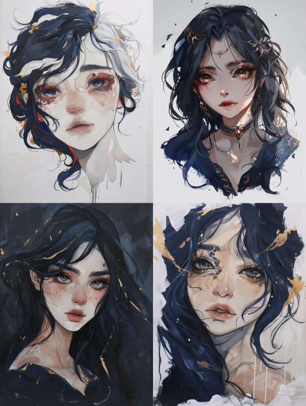 Ethereal Visions of Dark-Haired Beauties