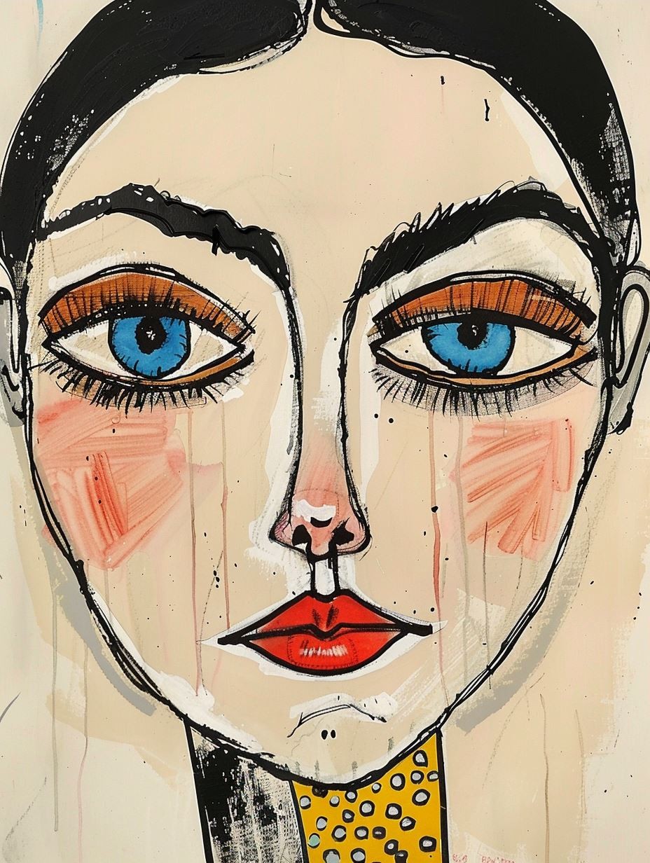 Whimsical Ink Portrait of Innocence - Image 3