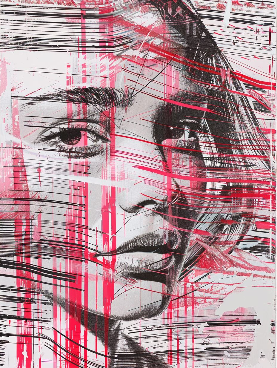 Fragmented Portraits in Crimson - Image 2