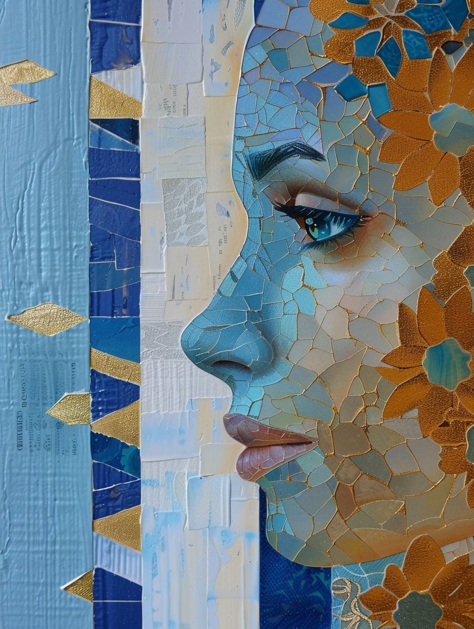 Fragmented Gaze in Gold Leaf - Image 2