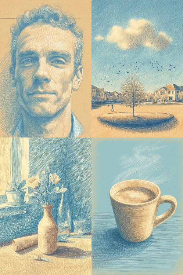 Azure Crosshatch Portrait