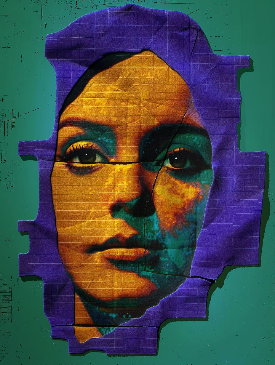 Torn Purple Paper Portrait