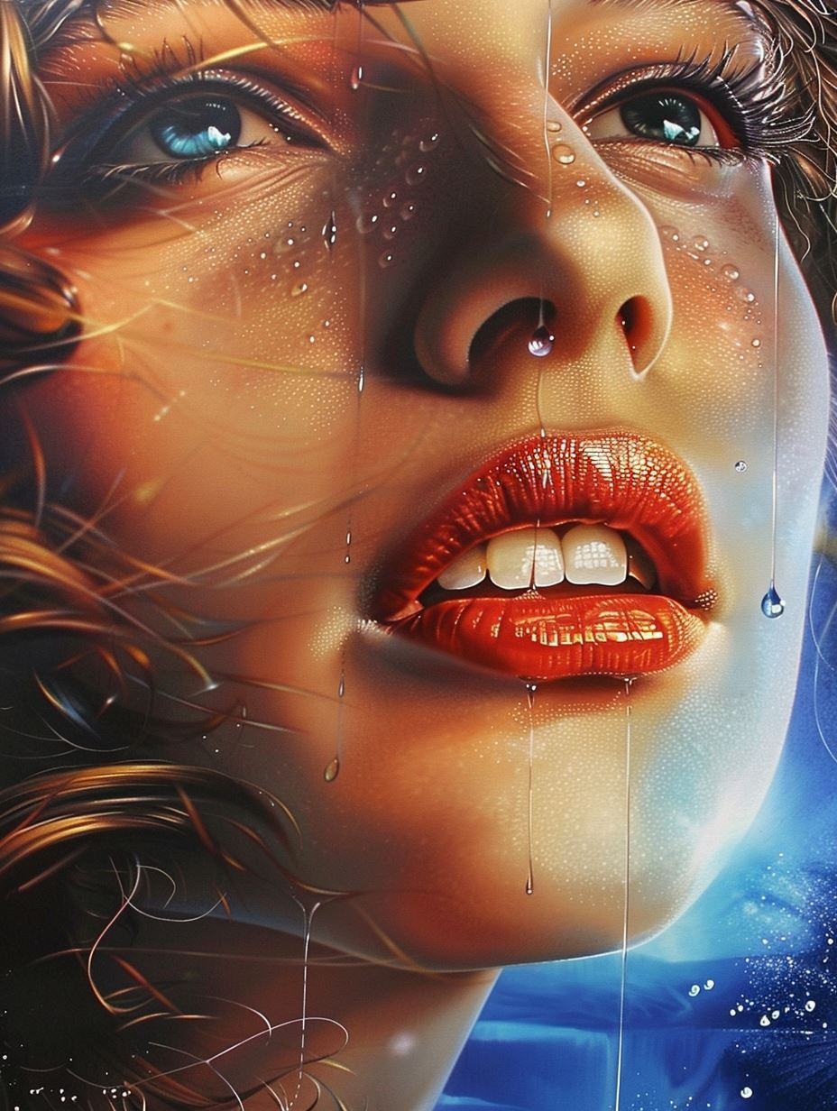 Ethereal Gazes in Blue and Gold - Image 1