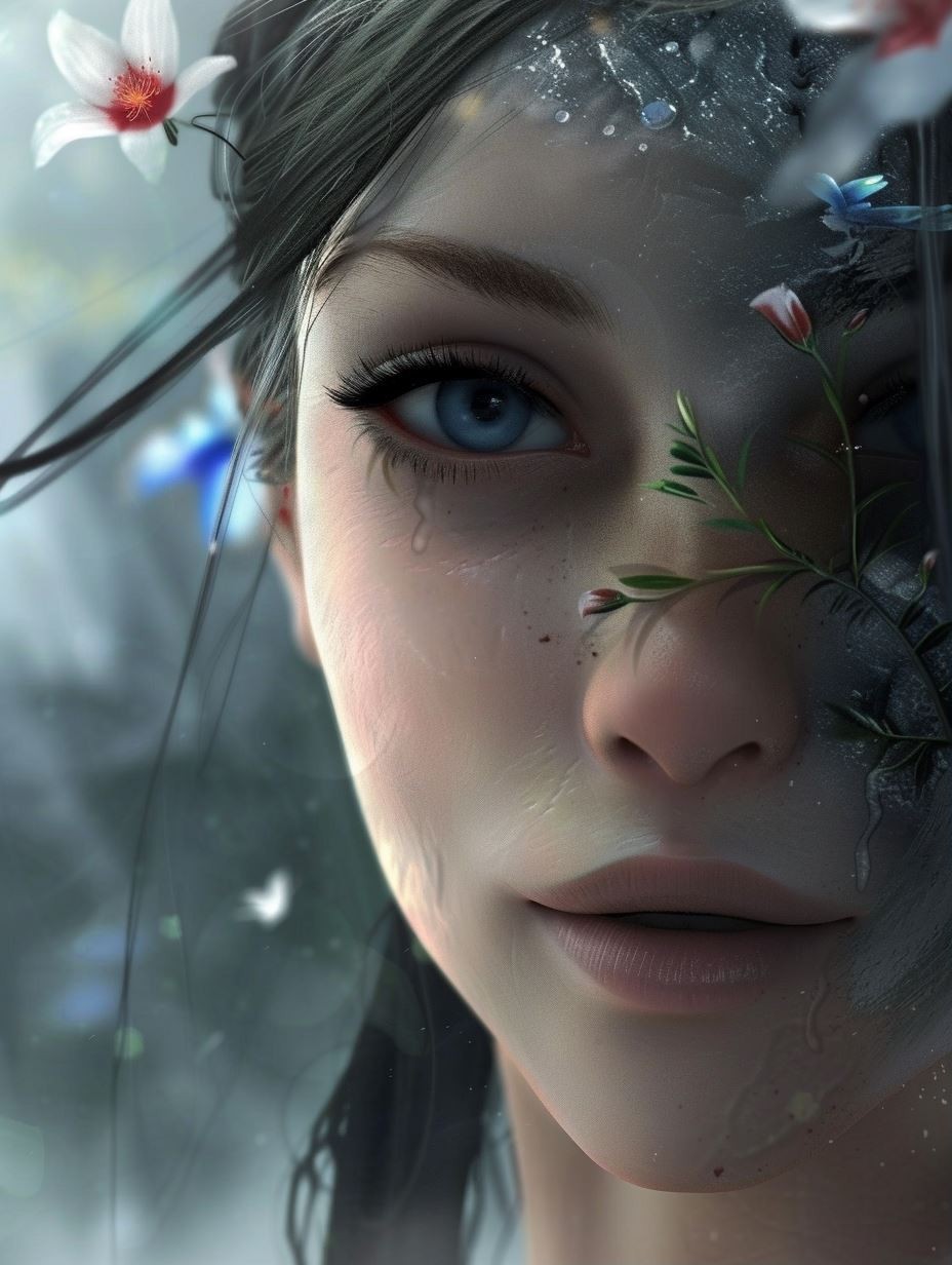 Ethereal Bloom Floral Portrait