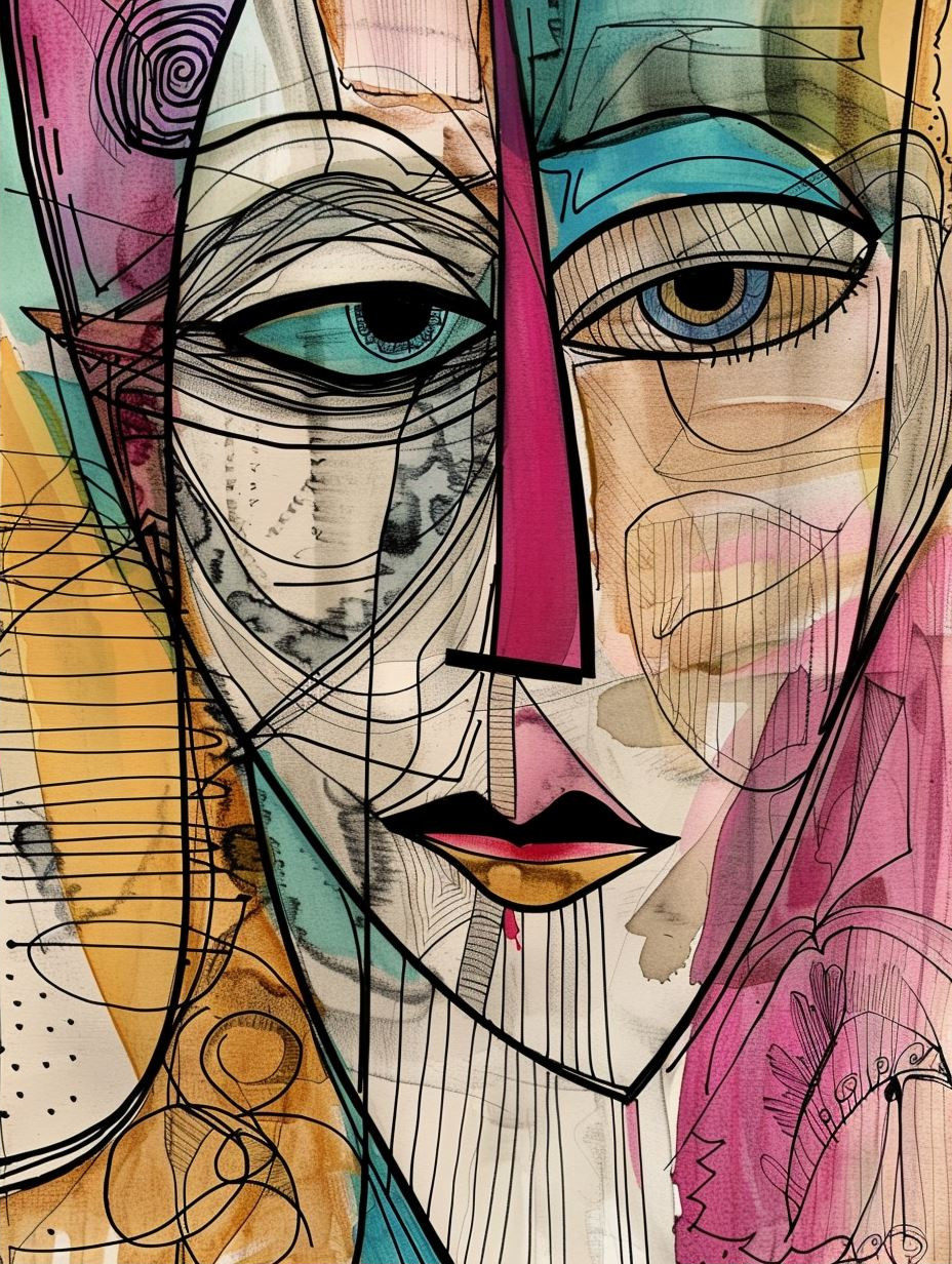 Fragmented Faces in Abstract Ink - Image 2