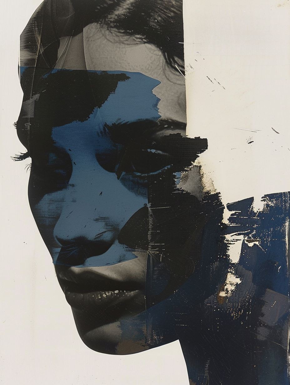 Fragmented Blue Portrait Study - Image 1