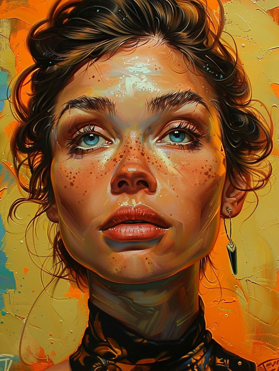 Radiant Amber Portrait Study - Image 1