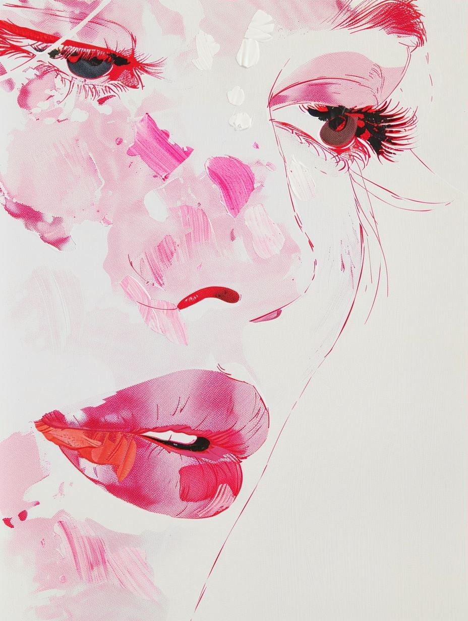 Abstract Pink Ink Portraiture - Image 3
