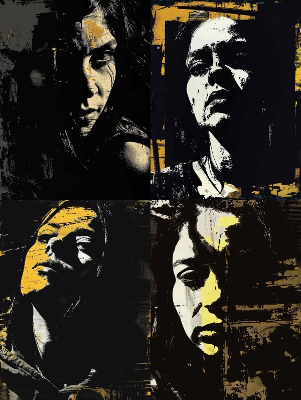 Shadowed Gaze in Gritty Ink
