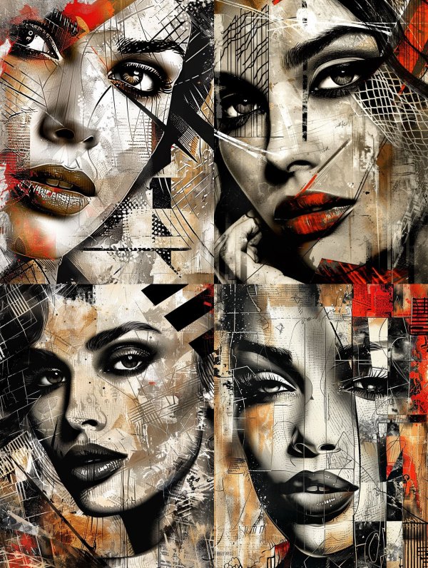 Fragmented Urban Portrait Art